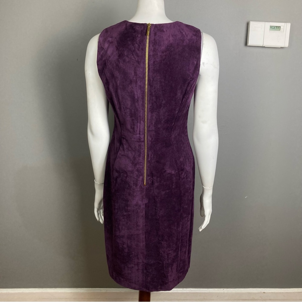 Calvin Klein faux suede / leather dress sheath work office purple size 6 - Picture 7 of 11